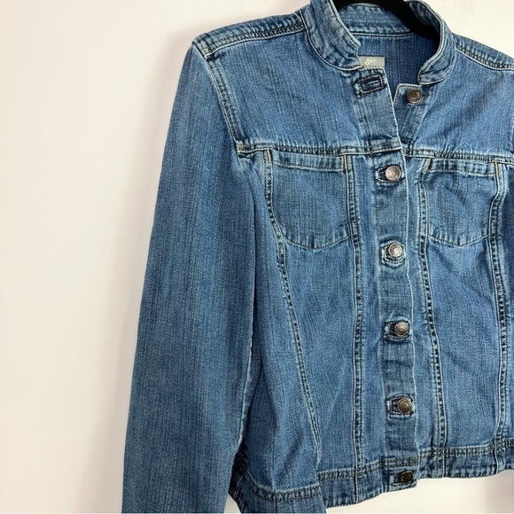 J. Jill Denim Trucker Jacket Womens Small Medium Wash Blue Jean 90's Pockets - Picture 9 of 9
